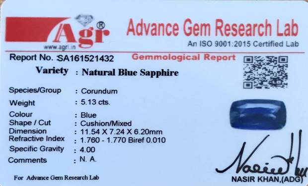 Blue Sapphire - 5.13 Carat