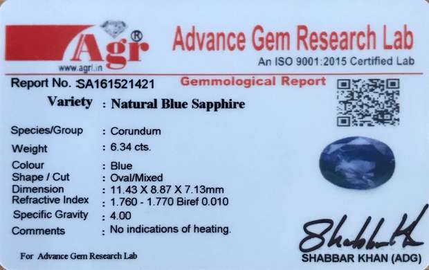 Blue Sapphire - 6.34 Carat