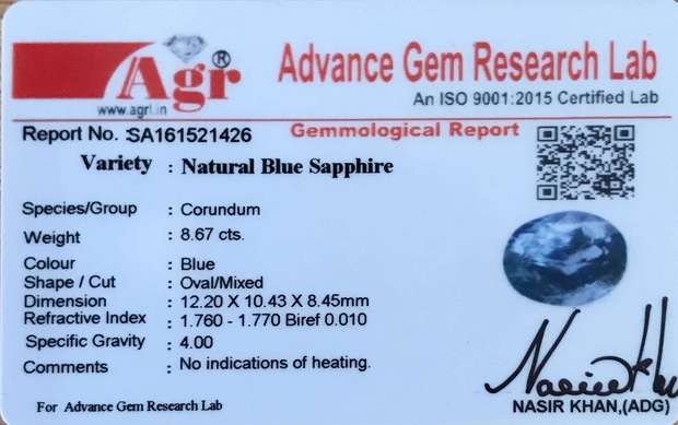 Blue Sapphire - 8.67 Carat