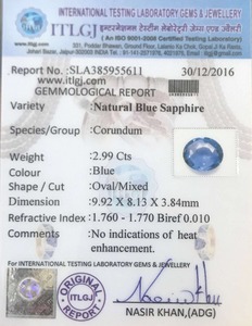 Blue Sapphire - 2.99 Carat