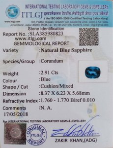 Blue Sapphire - 2.91 Carat
