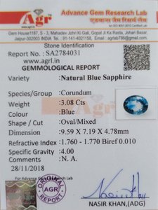 Blue Sapphire - 3.08 Carat