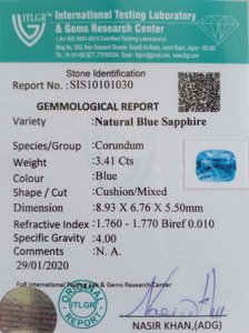 Blue Sapphire - 3.41 Carat