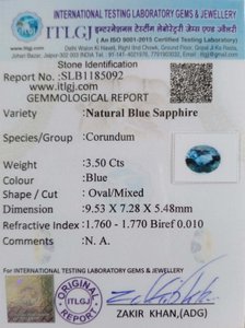 Blue Sapphire - 3.50 Carat
