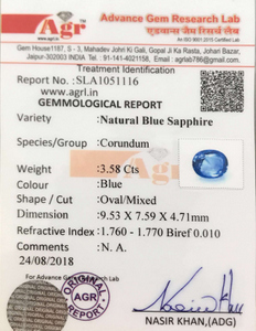 Blue Sapphire - 3.58 Carat