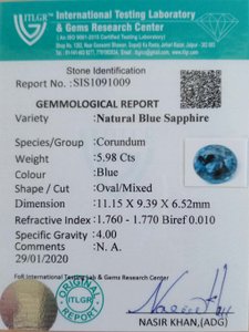 Blue Sapphire - 5.98 Carat