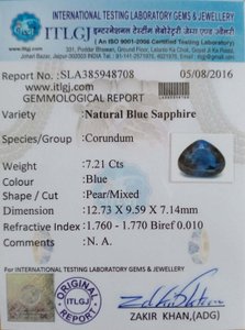 Blue Sapphire - 7.21 Carat