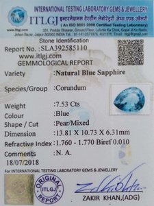 Blue Sapphire - 7.53 Carat