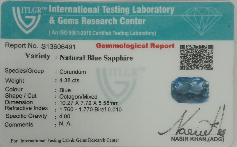 Blue Sapphire - 4.38 Carat