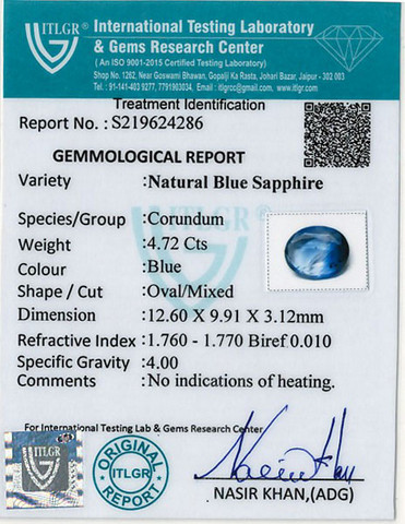 Blue Sapphire - 4.72 Carat