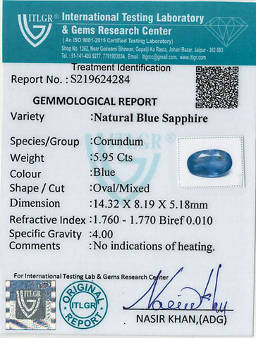 Blue Sapphire - 5.95 Carat
