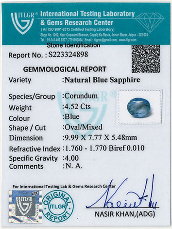 Blue Sapphire - 4.52 Carat