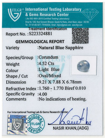Blue Sapphire - 4.52 Carat