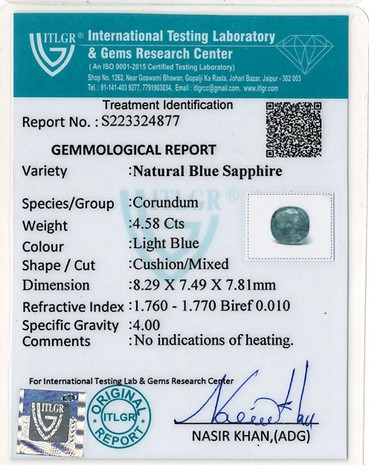 Blue Sapphire - 4.58 Carat