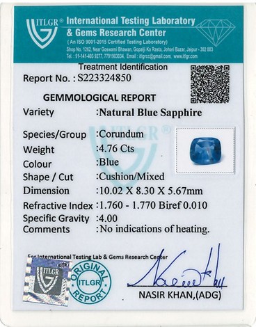 Blue Sapphire - 4.76 Carat