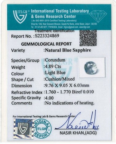 Blue Sapphire - 4.89 Carat