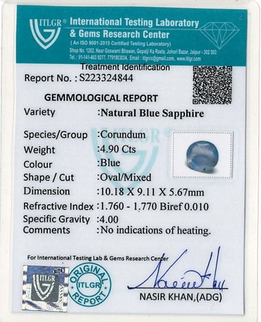 Blue Sapphire - 4.9 Carat