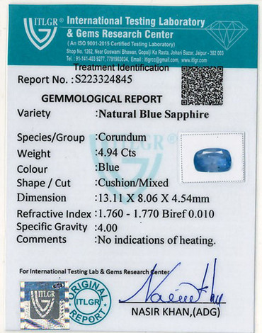 Blue Sapphire - 4.94 Carat