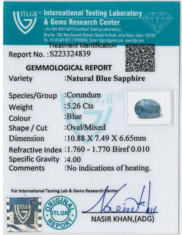Blue Sapphire - 5.26 Carat