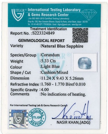 Blue Sapphire - 5.33 Carat