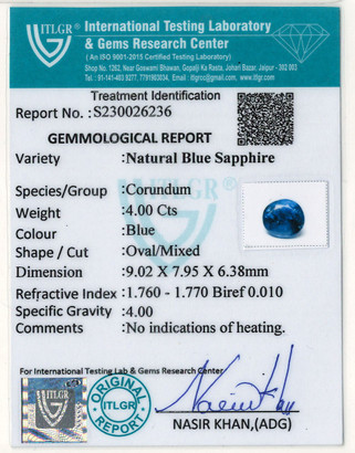 Blue Sapphire - 4 Carat