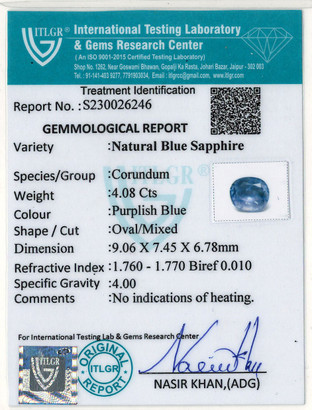 Blue Sapphire - 4.08 Carat