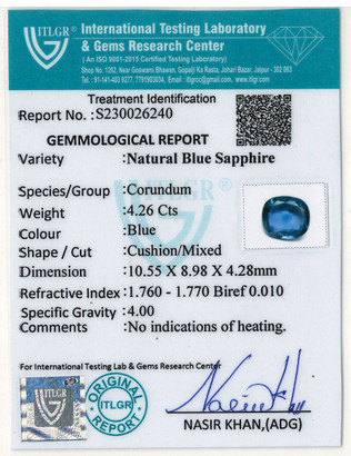 Blue Sapphire - 4.26 Carat