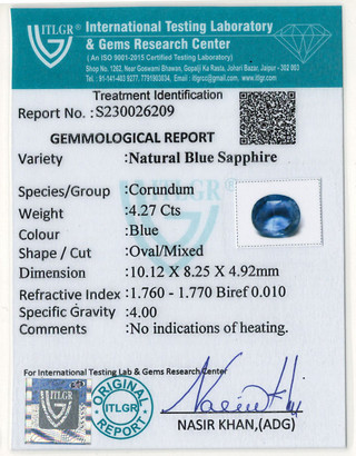 Blue Sapphire - 4.27 Carat