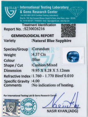 Blue Sapphire - 4.37 Carat