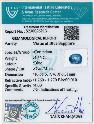 Blue Sapphire - 4.56 Carat
