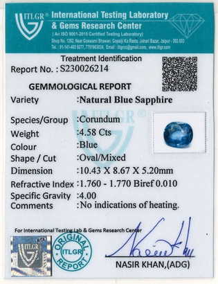 Blue Sapphire - 4.58 Carat