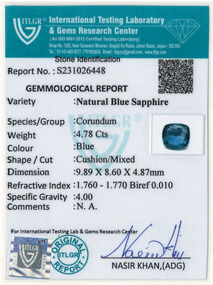 Blue Sapphire - 4.78 Carat