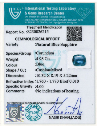 Blue Sapphire - 4.98 Carat