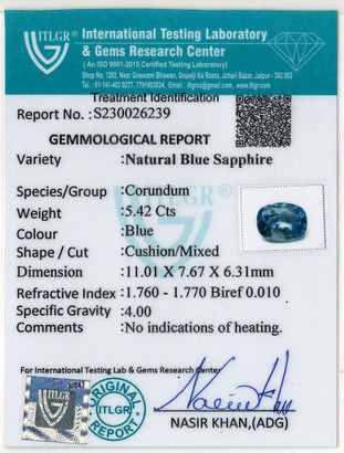 Blue Sapphire - 5.42 Carat