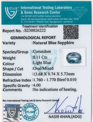 Blue Sapphire - 8.11 Carat