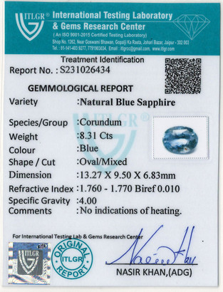 Blue Sapphire - 8.31 Carat