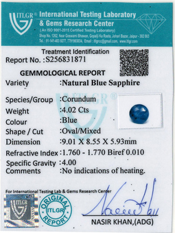 Blue Sapphire - 4.02 Carat