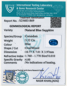 Blue Sapphire - 3.32 Carat