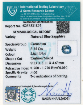 Blue Sapphire - 3.35 Carat