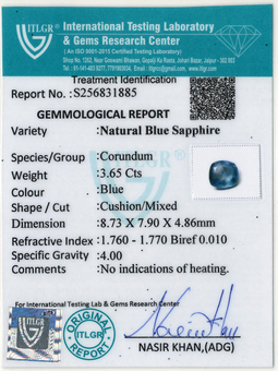 Blue Sapphire - 3.65 Carat