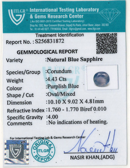 Blue Sapphire - 4.43 Carat