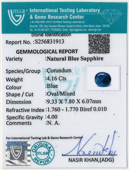 Blue Sapphire - 4.16 Carat