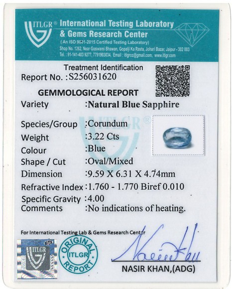 Blue Sapphire - 3.22 Carat