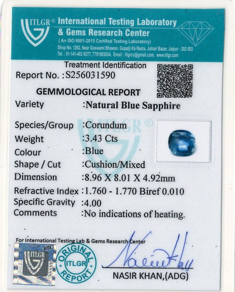 Blue Sapphire - 3.43 Carat