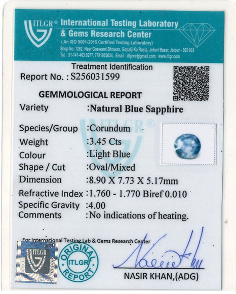 Blue Sapphire - 3.45 Carat