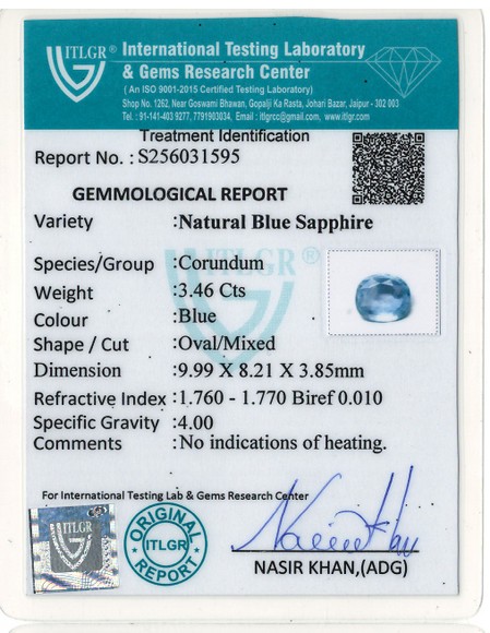 Blue Sapphire - 3.46 Carat