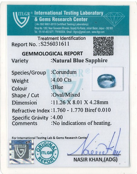 Blue Sapphire - 4 Carat
