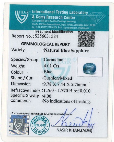 Blue Sapphire - 4.01 Carat