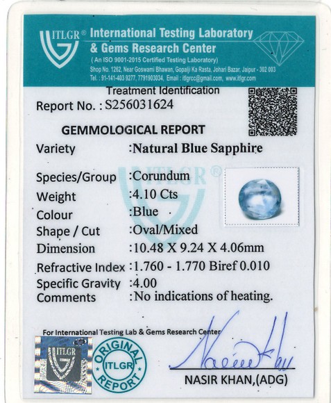 Blue Sapphire - 4.10 Carat