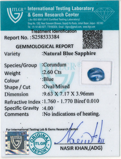 Blue Sapphire - 2.60 Carat